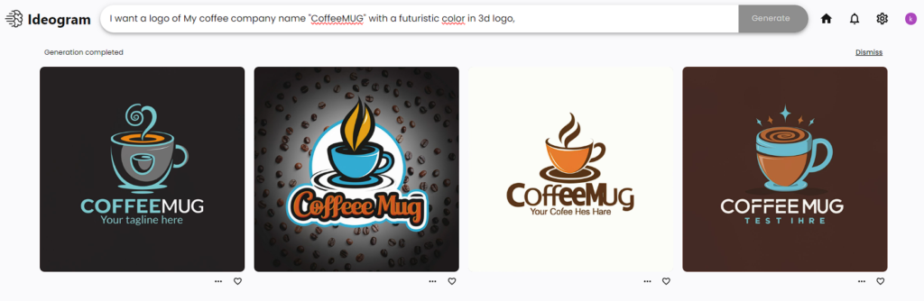 logos generated by Ideogram AI for Coffee Company